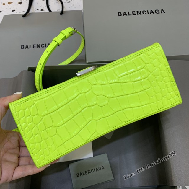 Balenciaga專櫃新款小號手提肩背女包原單沙漏包 巴黎世家螢光綠沙漏包 fyj1420